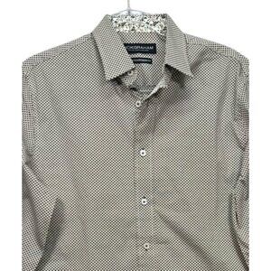 Nick Graham Mens Stretch Modern Fit Long Sleeve Button-Up Shirt M Geometric